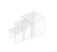Sezanrpt Square Acrylic Display Risers 3pcs, Clear Showcase Shelves for Collectibles, Funko Pop Figures, Perfumes, Cupcake, Candy Dessert - 3''x4''x5''