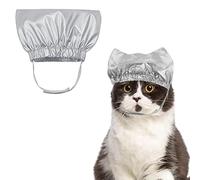 SEZDEKI Pet Shower Cap Waterproof Reusable Bath Ear Covers with Adjustable Strap Cat Dog Bathing Hat for Ears Protection Elastic Headgear for Cat Dog Kitten Puppy (Silver,M (12.6''-18.1''))