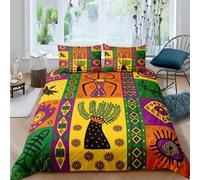 Sezhiqeu African Tribes Double Duvet Cover 3d Print Ultra Soft Comfort Microfiber Vintage Ethnic Style Bedding Quilt Cover 200x200 cm with 2 Pillowcases with Zipper Closure A.4069