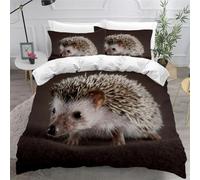 Sezhiqeu Cute Hedgehog for Children Single Duvet Cover Set 3d Print Ultra Soft Comfort Microfiber Hedgehog Animals Bedding Quilt Cover 135x200 cm with 2 Pillowcases with Zipper Closure A.2760
