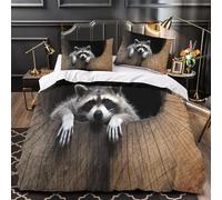 Sezhiqeu Raccoon Red Panda Single Duvet Cover Set 3d Print Ultra Soft Comfort Microfiber Jungle Animals Bedding Quilt Cover 135x200 cm with 2 Pillowcases with Zipper Closure A.3360