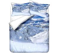 Sezhiqeu Snow Mountain Super King Duvet Cover 3d Print Ultra Soft Comfort Microfiber Natural Landscape Bedding Quilt Cover 260x220 cm with 2 Pillowcases with Zipper Closure A.2607
