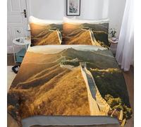 Sezhiqeu The Great Wall of China Single Duvet Cover Set 3d Print Ultra Soft Comfort Microfiber Ancient Buildings Bedding Quilt Cover 135x200 cm with 2 Pillowcases with Zipper Closure A.2616