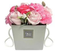 SEZHN Soap Flowers Bouquet Pink Rose and Carnations - Mothers Day Flowers | Pink Roses Valentine Flowers for Her and Flowers gifts for Women.