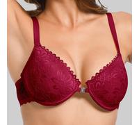 SEZZGU Women's Sexy Lace Backless Front Closure Push Up Bra Red 75C