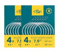 SF 12 PCS Pre Tied Loop Fly Tapered Leader Nylon Fly Fishing Trout Leader Line 7.5FT-4X