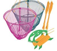 SF 2 Packs Portable Crab Drop Net with Net Bait Bag & Rope & Line Handle for Crabbing Catch Fish Prawn Crayfish Lobster (1 Pink+1 Green, W30cm x H25cm)