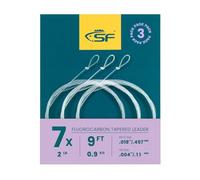 SF 3 Packs Pre-Tied Loop Fly Fishing Tapered Leader Fluorocarbon 9FT 7X
