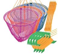 SF 4 Packs Portable Crab Drop Net with Net Bait Bag & Rope & Line Handle for Crabbing Catch Fish Prawn Crayfish Lobster (1 Pink+1 Blue+1 Orange+1 Green, W30cm x H25cm)