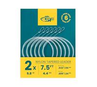 SF 6Pcs Pre-Tied Loop Fly Fishing Tapered Leader Nylon Fly Trout Leader 7.5FT-2X