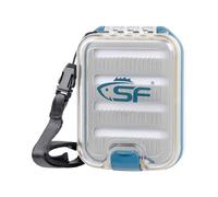 SF Fly Fishing Box Pocket Waterproof Plastic Double Side with Clear Lid, Lanyard Mini Fly Box, Slit Foam