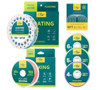 SF Fly Fishing Floating Line Starter Kit Sky Blue 90FT WF5F with Welded Loop, Backing, Tapered Leader, and Tippet Replacement for Freshwater.