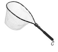 SF Fly Fishing Landing Net, Tear Drop Clear Rubber Net with Collapsible EVA Handle, Magnetic Release, Aluminum Alloy Frame, Catch and Release Net for Trout Bass