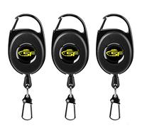 SF Fly Fishing Zinger Retractor 3 Pcs Steel Cord Black