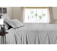 SF SHAKUMBHARI FAB 210 TC Glace Cotton Striped/Lining Plain Bedsheet for Double Bed King Size with Two Pillow Covers for Home-Hotels-Guest House-Grey|90X100