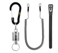 SF Strongest Magnetic Release Holder with Coiled Lanyard Aluminum Alloy Hook- Silver