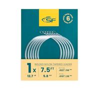 SF Welded Tapered Leader Fly Fishing with Loop Nylon 7.5ft Fishing Leader (1X 6 Pack)