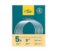 SF Welded Tapered Leader Fly Fishing with Loop Nylon 9ft Fishing Leader (6 Packs) 5X
