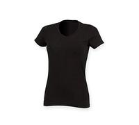 SF Womens Feel Good V Neck Stretch T-Shirt - Black - XS