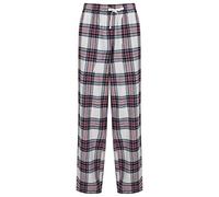 SF Womens/Ladies Tartan Lounge Pants (XS) (White/Pink)
