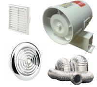 SF100T Timer, 5m Alu Duct, 2100C, FG4 White Complete Inline Extractor Fan kit 100 m3/h