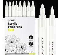 SFAIH Acrylic White Paint Pens - 8 Pack 2-3MM Medium Tip & 0.7MM Extra Fine White Paint Marker for Rock Painting, Wood, Metal, Fabric, Plastic, Canvas, Glass, Ceramic, Diy Crafts