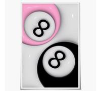 SFAOHPR Trendy 8 Ball Pink and Black Preppy Print Y2K Room Decor Aesthetic Retro Wall Art Canvas Poster for Bedroom Living Room Home Wall Decor 12x16inch Unframed