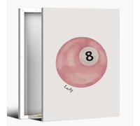 SFAOHPR Vintage Lucky 8 Ball Wall Art - Retro Hand Drawn Pool Poster - Trendy Pink Canvas for Bedroom Living Room Home Decor - Aesthetics Print 12x16inch Framed