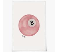 SFAOHPR Vintage Pool Ball Print Wall Art - Retro Hand Drawn Poster, Trendy Pink Pool Ball, Room Aesthetics Poster for Bedroom & Living Room - 12x16inch Unframed