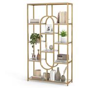 SFAREST 10-Tier Bookshelf, Freestanding Tall Display Shelf Storage Organizer with Sturdy Metal Frame and Open Storage Shelves, Industrial Etagere Bookcase for Living Room, Home Office