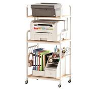 SFAREST 3-Tier Mobile Printer Stand, Rolling Utility Cart (Natural)