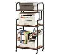SFAREST 3-Tier Mobile Printer Stand, Rolling Utility Cart (Rustic Brown)