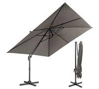 SFAREST 3M Cantilever Parasol, 3 Positions Adjustable Sun Shade Parasol with Crank Handle, Cross Base & 360°Rotation, Outdoor Heavy Duty Overhanging Umbrella for Backyard Poolside Lawn (Gray)
