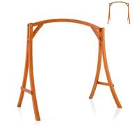 SFAREST Solid Wood Swing Frame, 191cm A-Shaped Swing Stand with Hooks, Reinforced Bars & Curved Arc Top, 300KG Load Capacity Hammock Stand for Porch Garden Backyard