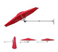 SFAREST Wall-Mounted Parasol, UV Protective Waterproof Cantilever Parasol Umbrella with Adjustable Pole & Wind Vent, 8-Rib Outdoor Hanging Umbrella Tilting Sun Shade for Garden Patio Yard (Burgundy)