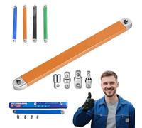Sfbnjr 2026 New Upgrade Offset Extension Wrench, Universal Socket Wrench with 1/2 inch, 1/4 inch, 3/8 inch Square Drive Adapters and 10 Universal Bits, for Automotive & Hard-to-Reach Space (Orange)