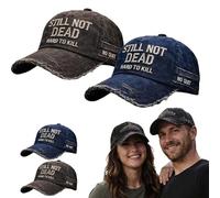 Sfbnjr Still Not Dead Cap Hard to Kill Hat - Vintage Distressed Baseball Cap with 3D Print Effect, Adjustable Funny Dad Hat for Men & Women (Black+Blue)