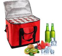 SFBSFL Large Cooler Bag, Insulated Thermal Cool Box - 30 Can Capacity Leakproof Cooler Bag for Picnic,Camping, Beach, Grocery Shopping,Food Delivery - Reusable, Foldable,Keeps Cold & Warm Red
