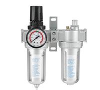 SFC400 Air Compressor Filter Regulator, Aluminium Alloy Moisture Trap with Gauge, Oil Water Lubricator Combo, Imported Filter Element