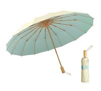SFDRANVEX Vintage Paper Parasol, Decorative Japanese Style Umbrella with Bamboo Handle, Mint Green and Cream, Traditional Wagasa Design, Pale yellow, Medium