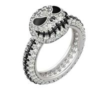 SFDSOKM Bautiful Nightmare Before Christmas Ring, Nightmare Before Christmas J-ack Skellington Rhinestone Finger Ring, 11, Ceramic Glass Stainless Steel, No Gemstones