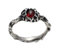 SFDSOKM Stainless Steel Ring Men's Vintage Punk Stackable Demon Skeleton Oval Red Gemstone Gothic Style Silver, 7, Stainless Steel, Jade no gem Jade No gem not included