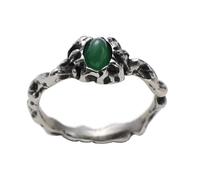 SFDSOKM Stainless Steel Ring Men's Vintage Punk Stackable Demon Skeleton Oval Red Gemstone Gothic Style Silver, 7, Stainless Steel, Jade no gem Jade No gem not included