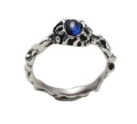 SFDSOKM Stainless Steel Ring Men's Vintage Punk Stackable Demon Skeleton Oval Red Gemstone Gothic Style Silver, 9, Stainless Steel, Jade no gem Jade No gem not included