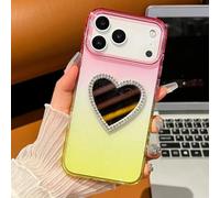 SFDSUH For iPhone17 Pro Max Luxury Dreamland Pc Gradient Glitter Case Love Heart Mirror Clear Cover(For iPhone17 Pro Max/Pink-Yellow)