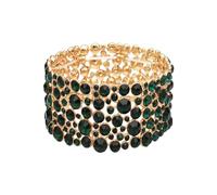 SFE Elegant Wedding Brides Bridesmaids Austrian Crystal Elastic Bangle Stretch Bracelet Prom Jewelry for Women, 6*6 centimeters, Alloy, crystal