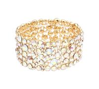 SFE Elegant Wedding Brides Bridesmaids Austrian Crystal Elastic Bangle Stretch Bracelet Prom Jewelry for Women, 6*6 centimeter, Alloy, crystal