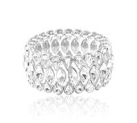 SFE Women's Wedding Party Jewelry Austrian Crystal 3 Layers Luxury Elastic Bangle Bracelet Stretch Bracelet Statement Jewelry for Brides Bridesmaids, 7.08 inches, Crystal Nickel Zinc Cotton, crystal