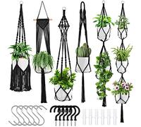 SFENNGPET Macrame Plant Hangers, 6Pack Hanging Planters for Indoor Plants w/ 6 Set Hangers Kit Handmade Macromay Plant Hangers Indoor Flower Pots Holder Stand for Boho Home Décor