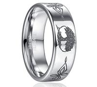 SFERT Silver Tungsten Rings for Men Tungsten Wedding Band Celtic Knot/Lion and Wings Pattern Polished
